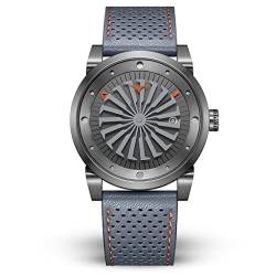 Zinvo Blade Ethos Turbine Automatik Miyota Edelstahl 316L IP Gewehrlauf Grau Orange Datum Leder Sapphire Herren Uhr von ZINVO