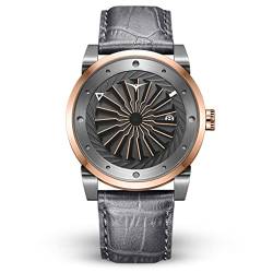 Zinvo Blade Fusion Turbine Automatik Miyota Edelstahl 316L IP Rose Gold Grau Datum Leder Sapphire Herren Uhr von ZINVO