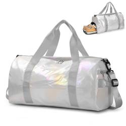 ZIOSINM Sporttasche Damen Fitnessstudio Klein Wasserdicht Sporttasche mit Schuhfach und Nassfach Weekender Reisetasche Gym Bag Damen Mädchen (Weiß) von ZIOSINM