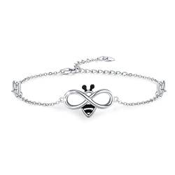 Bienen Armband Sterlingsilber Unendlichkeits Honig Armband minimalistischer und süßer Schmuck 17,8 cm + 5,1 cm verstellbares Kettenarmband Schmuck Geburtstag Weihnachten für Frauen Mädchen Ehefrau von ZIPPICE