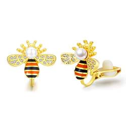 Bienen Ohrclips, 925er Sterlingsilber, Bienenohrringe, kein Ohrloch erforderlich, niedliche gelbe Bienenohrringe für Mädchen und Frauen von ZIPPICE