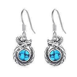 Drachen Ohrringe für Damen 925 Sterling Silber Türkis Tropfen ohrringe Vintage Oxidierte Drachen Ohrringe Schmuck Geschenke für Mädchen Frauen Tochter von ZIPPICE