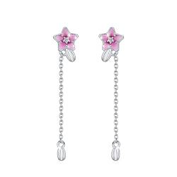 Flower Quaste Ohrring für Damen 925 Sterling Silber Quaste Lange Ohrringe Zierliche Blumen Quaste Hypoallergene Tropfen Ohrringe Schmuck Geschenke für Frauen Mädchen Tochter Freund von ZIPPICE