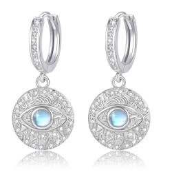 ZIPPICE Damen Ohrringe Creolen Evil Eye Ohrringe 925 Sterling Silber Auge des Horus Ohrringe Mondstein Evil Eye Ohrringe Schmuck Geschenke für Damen Mädchen Frauen Freunde von ZIPPICE