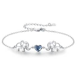 ZIPPICE Elefant/Hase/Einhorn Armband für Damen Herz Armband 925 Sterling Silber Niedlichen Tier Armband Schmuck Geschenk für Frauen Tochter Mädchen (Elefant) von ZIPPICE