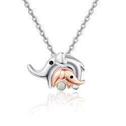 ZIPPICE Elefant Halskette 925 Sterling Silber Tier Elefant Mutter Tochter Opal Anhänger Schmuck Geschenke für Frauen Mädchen von ZIPPICE