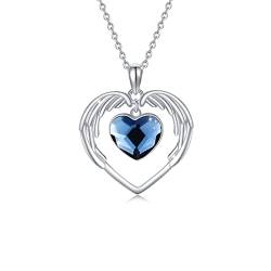 ZIPPICE Herz Flügel Halskette Kristall Anhänger Halskette 925 Sterling Silber Schmuck Valentinstag Geschenke Für Frauen Mädchen Ihre Geliebte von ZIPPICE
