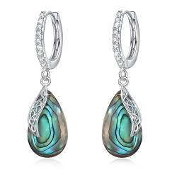 ZIPPICE Keltische Ohrringe 925 Sterling Silber Creolen Ohrringe Abalone Muschel Ohrringe Keltischer Schmuck Schmuck Geschenke für Damen und Mädchen von ZIPPICE