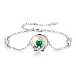 ZIPPICE Lotus Blume Armband für Damen 925 Sterling Silber Keltisches/Frösche/Mondstein Armband Yoga Schmuck Geschenk für Frauen Mädchen Freundin (Frösche) von ZIPPICE