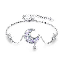 ZIPPICE Mond Stern Armband für Damen 925 Sterling Silber Opal Halbmond Armband Mond Armband Schmuck Geschenk für Frauen Mädchen von ZIPPICE