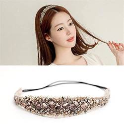 Frauen Haarschmuck Mode Stirnband Sweet Lace Haarband Band Vintage Spitze Strass Perlen Kunstleder Damen Kopfschmuck Haar von ZIRYXQ