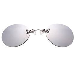 ZIRYXQ Clip On Nase Brille Rund Randlos Matrix Morpheus Sonnenbrille Mini Vintage Herren UV400 Rahmenlose Brille, grau von ZIRYXQ