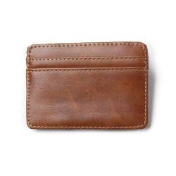 ZIRYXQ Ultradünne Mini Geldbörse Herren Kleine Brieftasche Visitenkarte keine Brieftaschen PU Logo Kreditbörse Münze I5A3 Brieftaschen Leder, braun von ZIRYXQ