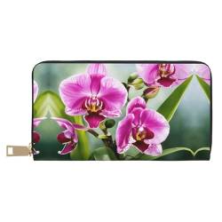 Außergewöhnlich lange Reisebrieftasche aus Kunstleder mit tropischem Fruchtaufdruck, mit Reißverschluss für Damen, orchidee, Einheitsgröße von ZISHAK
