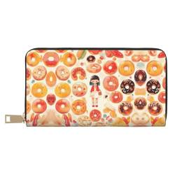 Damen-Reisebrieftasche aus Kunstleder mit Reißverschluss, lustiges Design, Donut, Taille unique von ZISHAK
