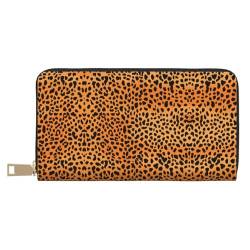 Reisebrieftasche aus Kunstleder mit rotgoldenem Marmor-Druck, außergewöhnlich lang, mit Reißverschluss, entworfen für Damen, Leoparden-Print, Einheitsgröße von ZISHAK