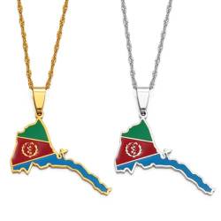 Eritrea-Karte Mit Flaggen-Anhänger, Dünne Halsketten, Mädchen, Gelb/Weißer Schmuck, Afrikanische Karte Von Eritrea, Klassischer Hip-Hop-Schmuck Für Damen Und Herren, Trend-Party, Modeschmuck, Ge von ZISTRCBAO