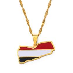 Kartenanhänger-Halsketten – Jemen-Karte-Flagge-Anhänger-Halsketten, Weiße Farbe/Gelbe Farbe, Jemenitischer Schmuck, Landumriss, Schlüsselbeinkette, Halsband, Halskette, Schmuck, Halskette, Weiß von ZISTRCBAO