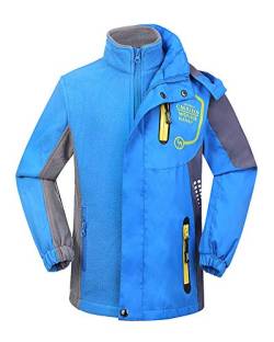 ZIXING Fashion Jungen Wasserdicht Winddicht 3 in 1 Softshelljacke Fleecejacke Winterjacke mit Kapuze Saphirblau Höhe 140cm von ZIXING Fashion