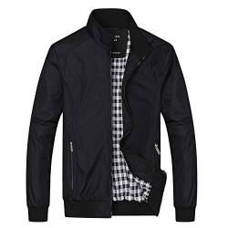 ZIXINGA Herren Bomberjacke Übergangsjacke Jacke mit Stehkragen Leichter Fliegerjacke,Schwarz,6XL von ZIXINGA