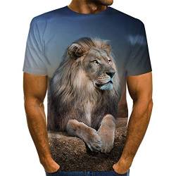 ZIXIYAWEI 3D Gedruckte T-Shirts Für Männer Tier Löwenmuster Herren T-Shirt Unisex 3D Gedruckt Sommer Casual Kurzarm T-Shirts T-Shirts-XL von ZIXIYAWEI