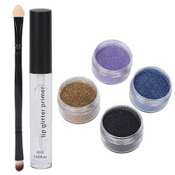 Langlebiges, Glänzendes Lippen-Make-up-Set mit Glitzernden Lippen, 3D-Effekten, 4 Farbigen Pailletten, Alles, Was Sie Brauchen, um Glänzendes Lippen-Make-up von ZJchao