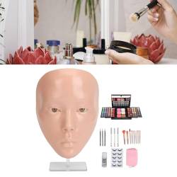 Make-up-Übungs-Gesichtsbrett, 5D-Make-up-Übungsgesicht, Wiederverwendbar, Professionell, Komplette Wimpern-Eyeliner-Palette, Pinsel, Silikon-Make-up-Mannequin-Gesicht für das von ZJchao