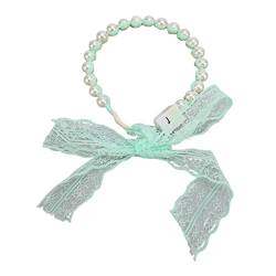 ZJchao Bandana-Haarschal für Damen, Leuchtendes Stirnband, Grünes Spitzenband, Perlenkurve, Elegantes Haarband, Hochzeitskopfbedeckung von ZJchao