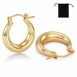 ZKGYUS 1 Paar Creolen Ohrringe 925 Sterling Silber, Creolen Ohrring für Damen, Hypoallergene Ohrringe Kreolen Creolen Silber 925 Ohrringe für Damen Frauen Mädchen（ Gold ） von ZKGYUS