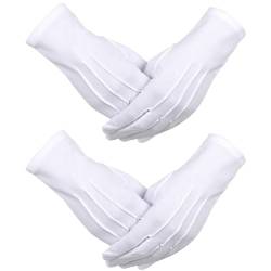 ZKGYUS 2 Paare Handschuhe Etiquette-Handschuhe für Frauen und Herren Weiß Handschuhe, Nylon Handschuhe für Formelle Smokings, Zeremonielle Teamuniformen, Weihnachtsmann von ZKGYUS