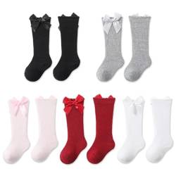 ZKGYUS 5 Paare Kniestrümpfe für Mädchen Kniestrümpfe Baby Schlauchsocken Baumwolle Schuluniform Socken（5 Farben） von ZKGYUS