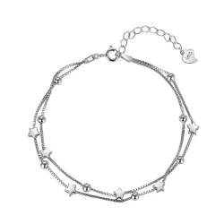 ZKHSEOU Damenuhr, Damen-Silberarmband, Stern-Armband, verstellbares Armband, Freundschaftsarmband für Frauen und Mädchen von ZKHSEOU