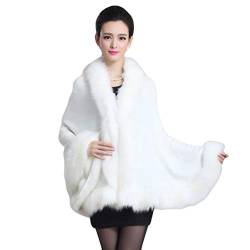 ZKOOO Damen Winter Kunstfell Vintage Wrap Cape Warm Kunstpelz Poncho Stolen Winter Plezkragen Schals Shrug Verdicken Luxus Umhang Faux Pelz von ZKOOO