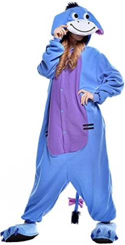 ZKomoL Pyjamas Onesies Cosplay Erwachsene Unisex Tiere Halloween Kostüm Kleid Loungewear, Tigermuster, Medium… (Esel, S) von ZKomoL