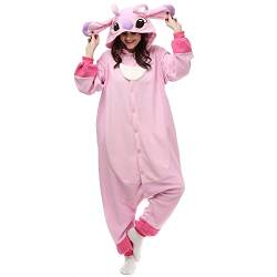 ZKomoL Pyjamas Onesies Cosplay Erwachsene Unisex Tiere Halloween Kostüm Kleid Loungewear, Tigermuster, Medium… (Rosa Stich, S) von ZKomoL