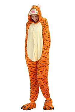 ZKomoL Pyjamas Onesies Cosplay Erwachsene Unisex Tiere Halloween Kostüm Kleid Loungewear, Tigermuster, Medium… (Tiger (Jump Tiger), L) von ZKomoL