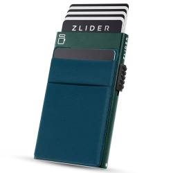 ZLIDER Kartenetui Herren mit Münzfach | Credit Card Holder Slim Wallet | Kartenhalter mit RFID Wallet | Mini Kreditkartenetui Modern aus Aluminium | Smart Portmonee Herren Damen Geldbörse olivgrün von ZLIDER