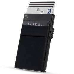 ZLIDER Kartenetui mit Münzfach | Credit Card Holder Slim Wallet | Kartenhalter mit RFID Wallet | Mini Kreditkartenetui Modern aus Aluminium | Smart Portmonee Herren Damen Geldbörse schwarz von ZLIDER