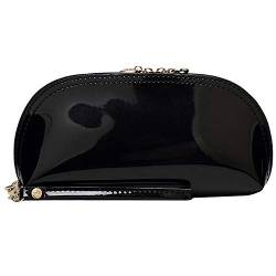 Zlmbagus modische Kosmetiktasche, Lackleder, Make-up-Tasche, Handgelenk, Reißverschluss, Make-up-Etui, Halter, Münzgeldbörse, Clutch, Schwarz von ZLM BAG US