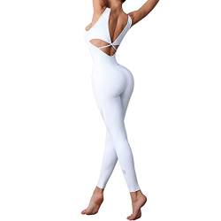 ZLSD Sportanzug Für Frauen,Sexy Gesäß Schönen Rücken,Einteilige Yoga-Kleidung,Schnelltrocknende Und Atmungsaktive Sportkleidung,White-XL von ZLSD