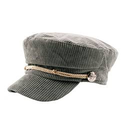 ZLSLZ Damen Retro Cord Ivy Newsboy Paperboy Cabbie Gatsby Maler Hüte Caps, 674 Grau, Medium von ZLSLZ