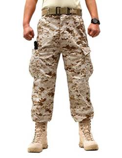 ZLSLZ Herren Military Tactical Casual Camouflage Multi Pocket BDU Cargo Pants Hose - Beige - X-Groß von ZLSLZ