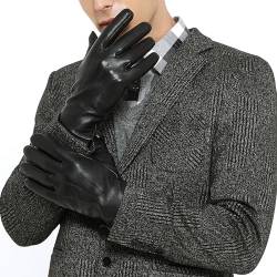 ZLUXURQ Handschuhe Herren Schwarz Weichlederhandschuhe Hochwertige Winterhandschuhe aus Lammfellleder mit Kaschmirfutter von ZLUXURQ