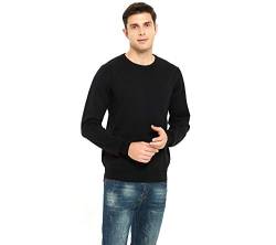 ZLUXURQ Herren Schwarz Langarm-Pullover mit Rundhalsausschnitt, weicher, thermischer Strickpullover von ZLUXURQ