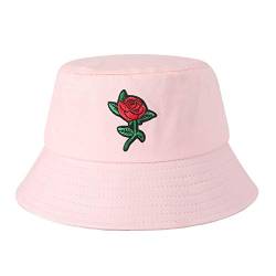 ZLYC Bucket Hat, modisch, mit Stickerei, Sommerhut, Anglerhut für Damen und Herren - Pink - Einheitsgröße von ZLYC