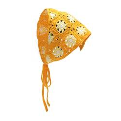 ZLYC Damen Baumwolle Dreieck Kopftuch Häkeln Haarbandanas Handmade Kint Turban (Sonnenblumenorange) von ZLYC