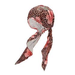 ZLYC Damen Chemo Turban Mütze Vorgebundenes Kopftuch Headwraps Leichte Hut(Leopard Blumen) von ZLYC