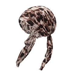 ZLYC Damen Chemo Turban Mütze Vorgebundenes Kopftuch Headwraps Leichte Hut(Leopard Braun) von ZLYC