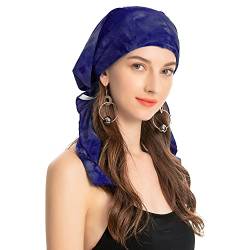 ZLYC Damen Chemo Turban Mütze Vorgebundenes Kopftuch Headwraps Leichte Hut(Tie Dye Navy) von ZLYC