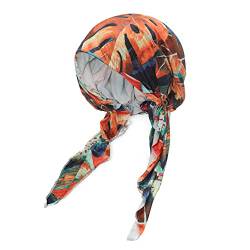 ZLYC Damen Chemo Turban Mütze Vorgebundenes Kopftuch Headwraps Leichte Hut (Blätter orange) von ZLYC